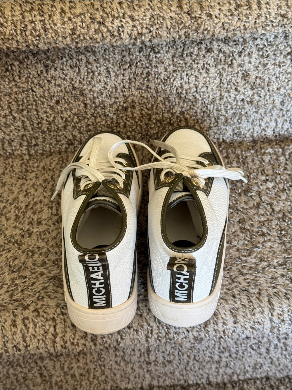 Michael Kors White and Olive High-Top Sneakers with Gold Accents Womens size 6 - Picture 2 of 8